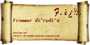 Frommer Árpád névjegykártya